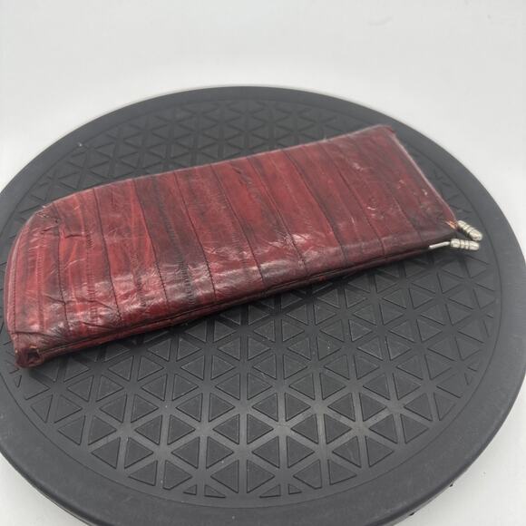 Vintage Genuine Eel Skin Red Long Snap Wallet - Picture 1 of 6